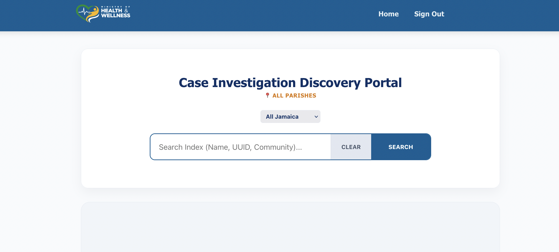 Case Investigation Registry card