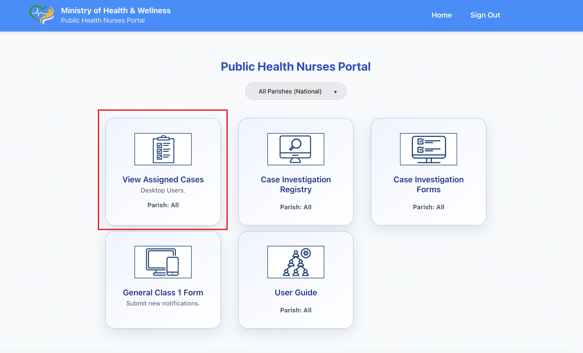 View Assigned Cases card