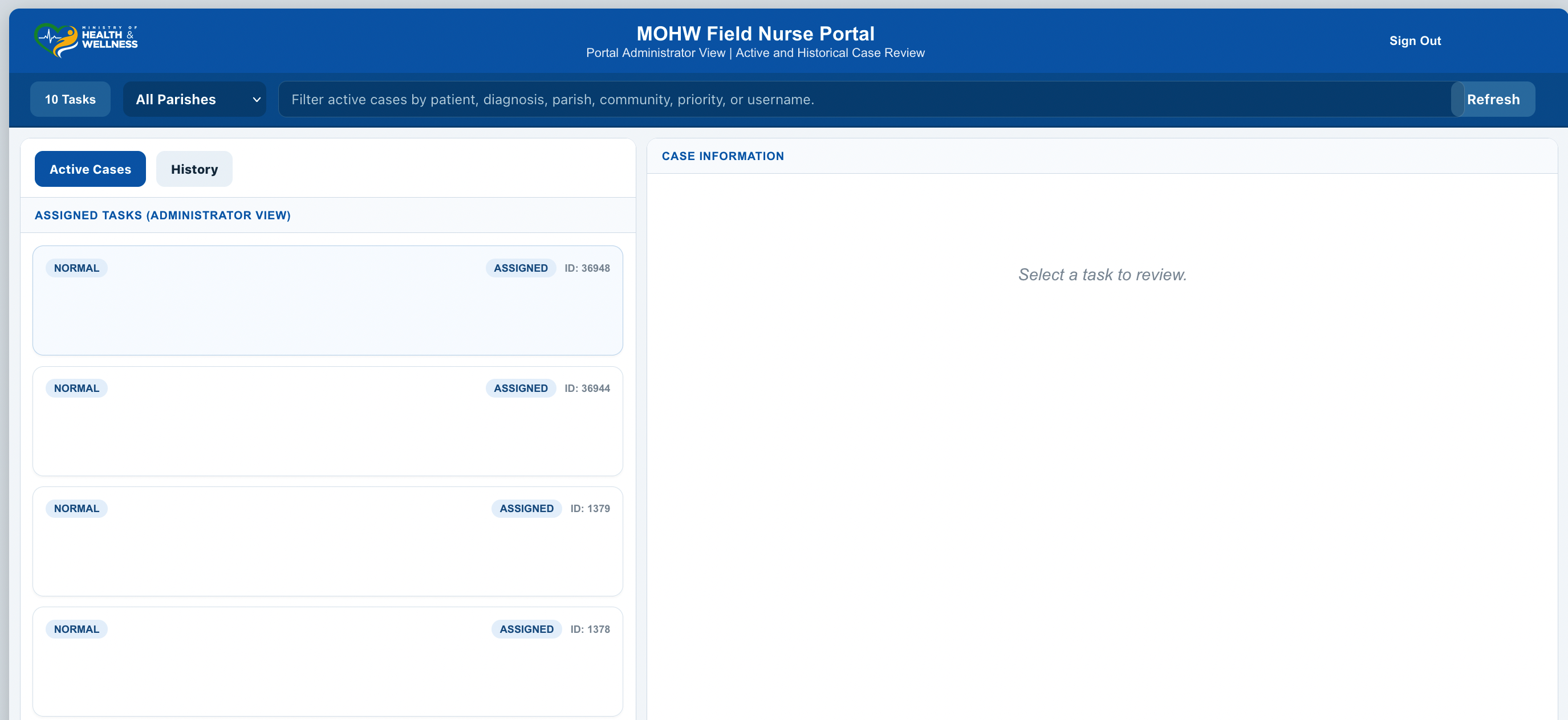 View Assigned Cases card