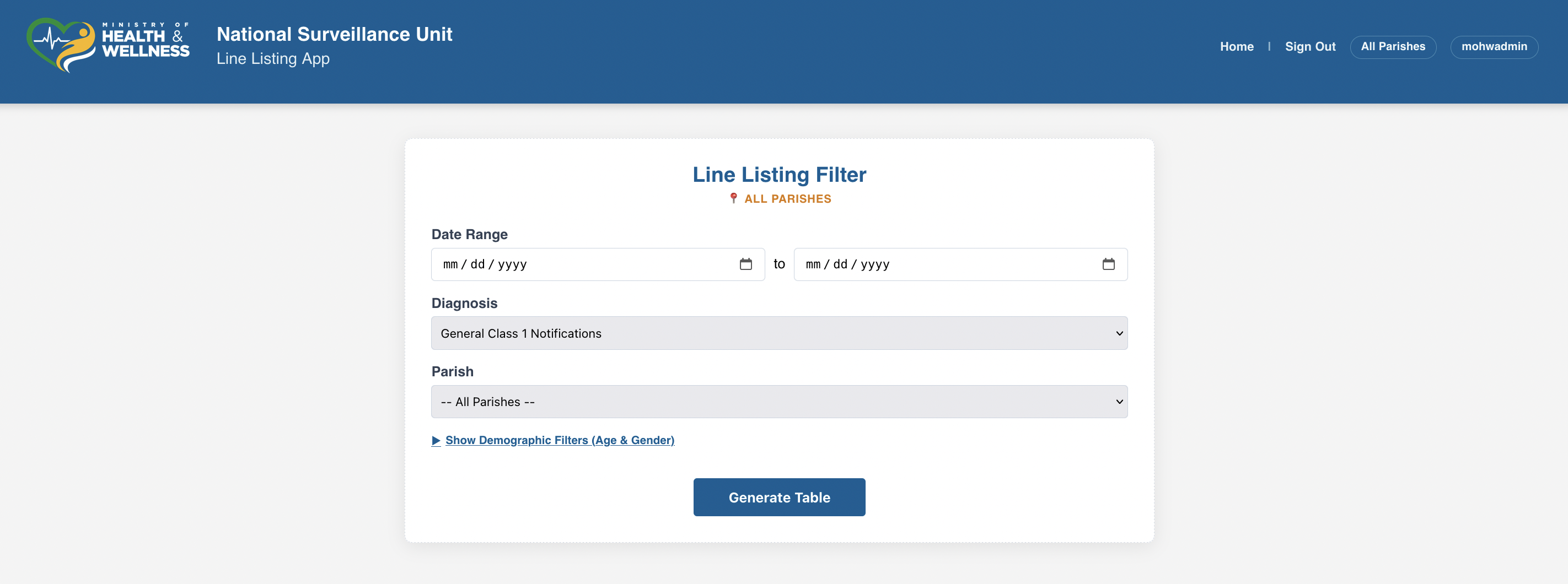 Generate Line Listing tool